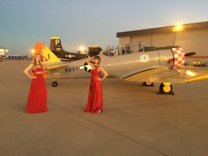 sarah and megan with planes